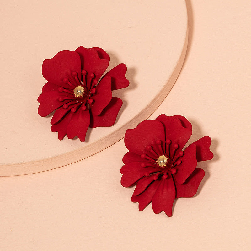 Colored Petal Stud Earrings