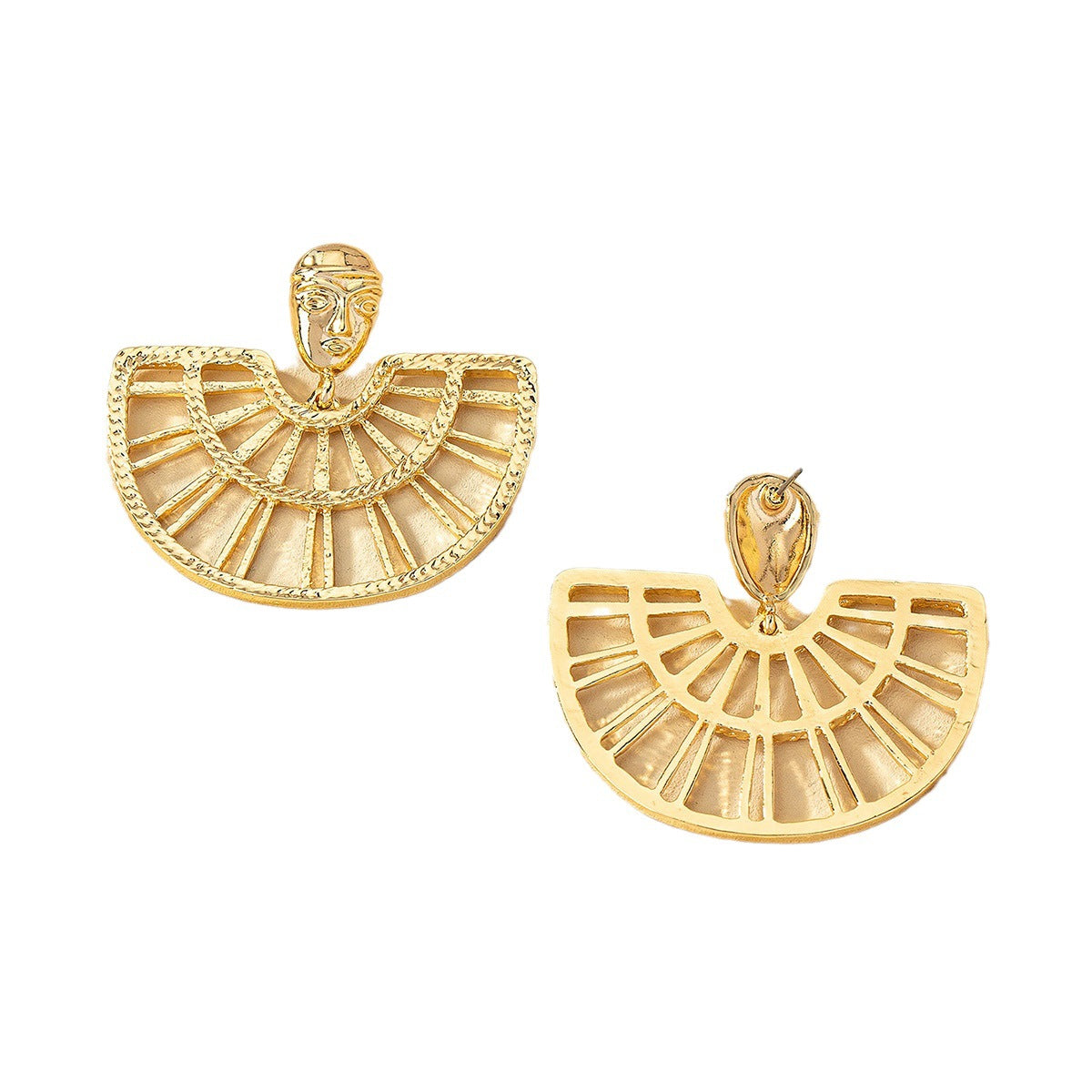 Fan Shaped Beauty Head Earrings