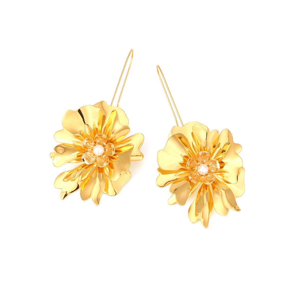 Metal Floral Earrings