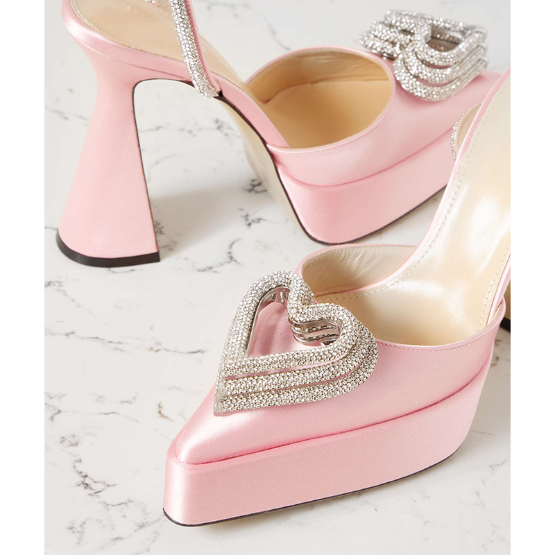 Love Rhinestone Decor High Heels