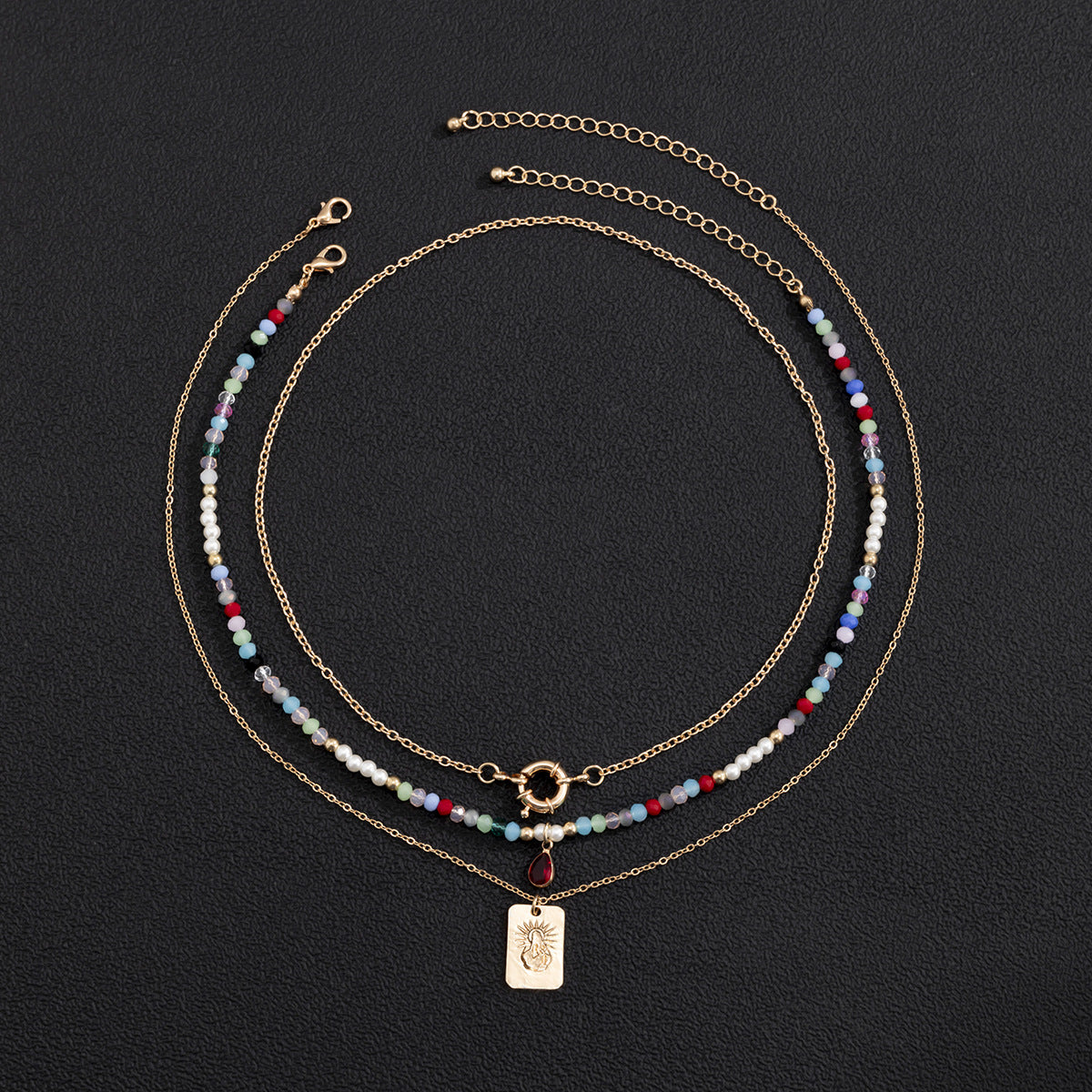 Colorful Water Drop Pendant Clavicle Chain