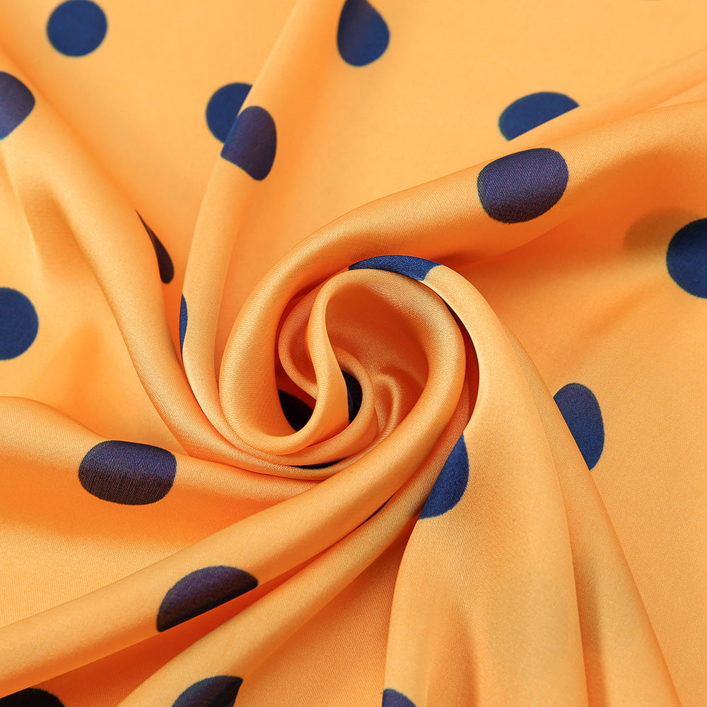 Polka Dot Printed Silk Scarf