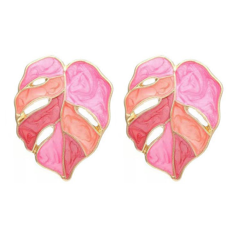 Flaxmaker Metal Leaf Design Earrings