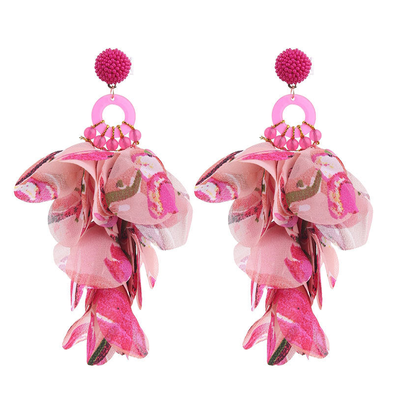 Fabric Floral Earrings