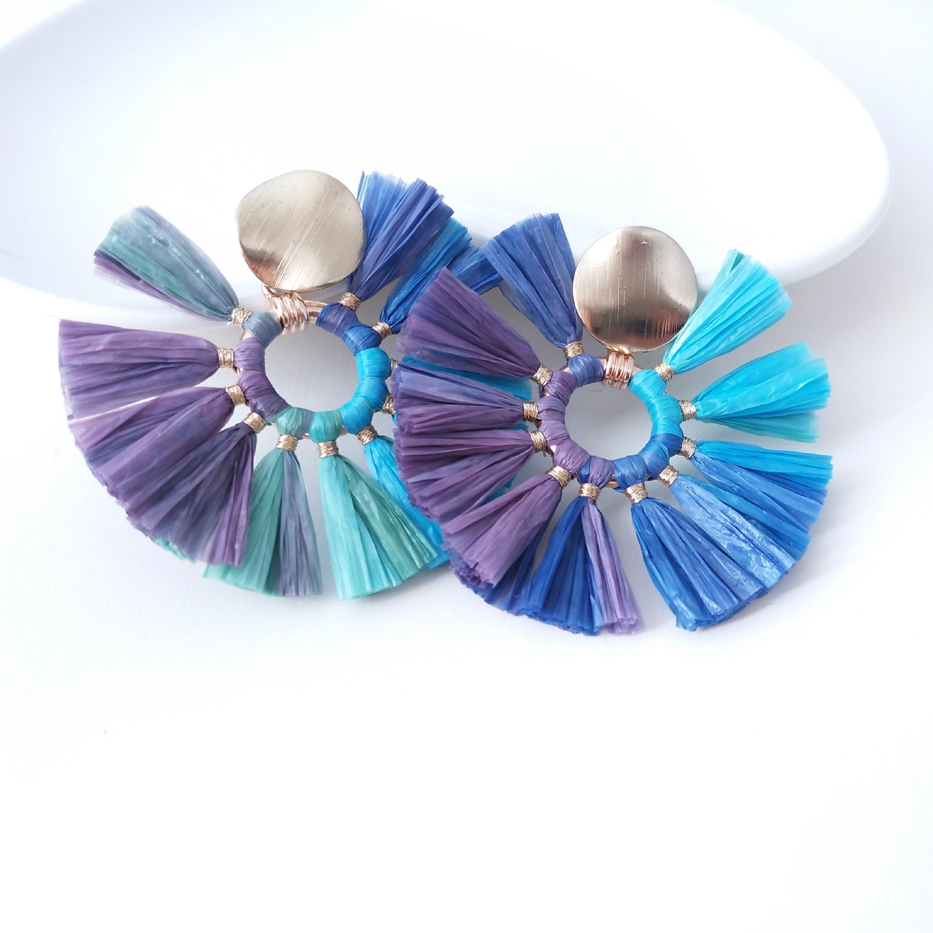 Color-block Raffia Earrings