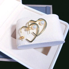 5 Pairs Stud Earrings Set CJH50 Simulated Pearl Heart