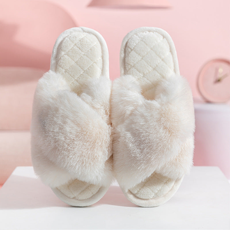 Cross Plush Slippers