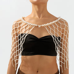 Heavy Industrial Geometric Pearl shawl Body Chain