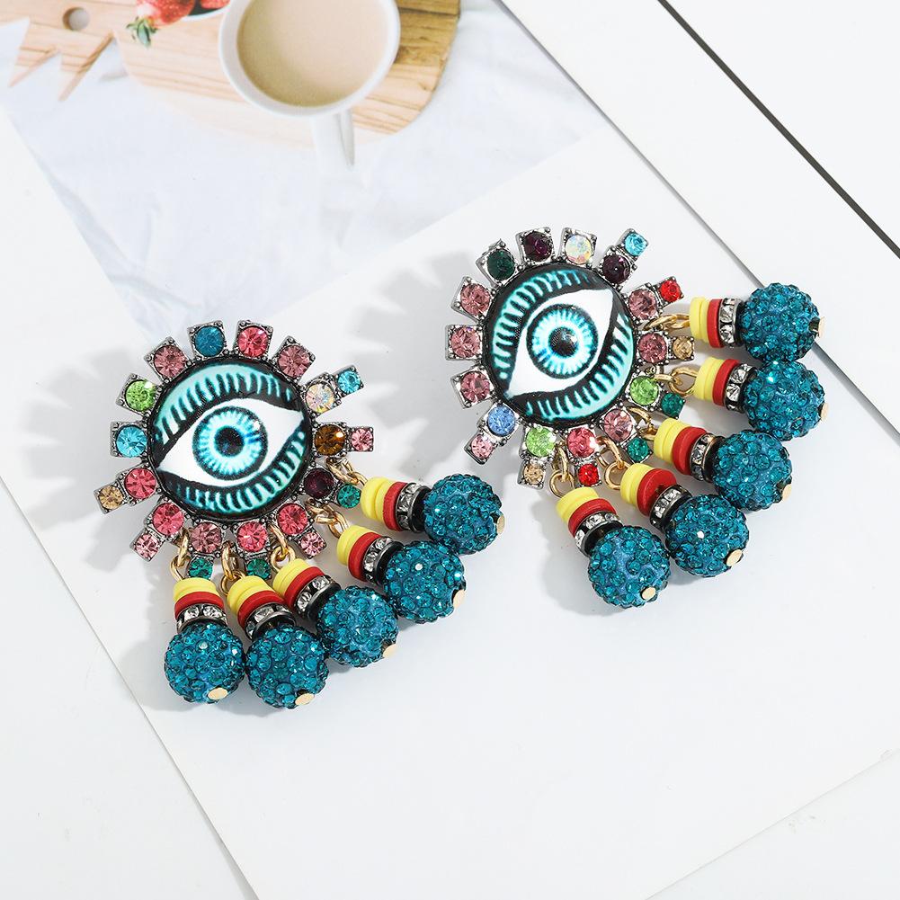 Flaxmaker Devil's Eye Diamond Tassel Earrings