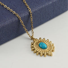 Blue Turquoise Eye Lock Necklace