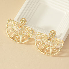 Fan Shaped Beauty Head Earrings