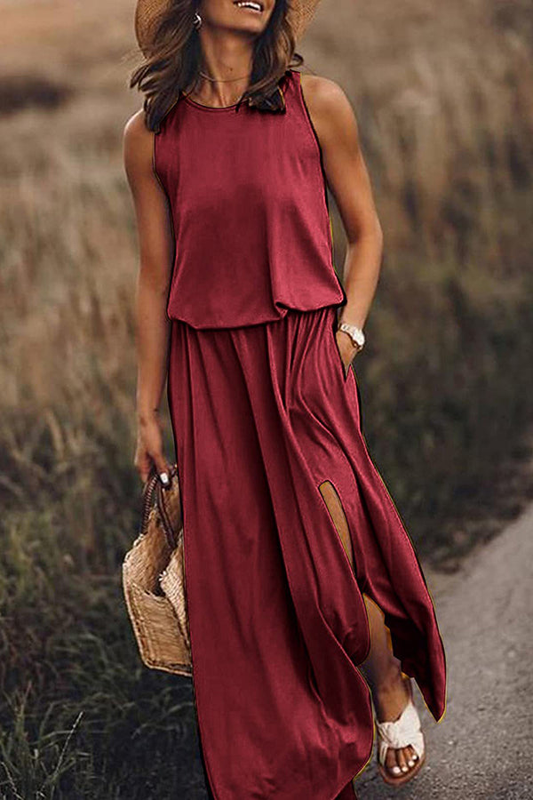 Giselle – Locker geschnittenes Maxikleid mit Schlitz 