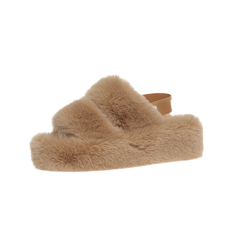 Plush cotton slippers