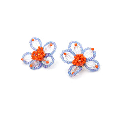 Hand-woven Rice Bead Floral Earrings