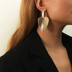 Geometric Metal Leaf Earrings