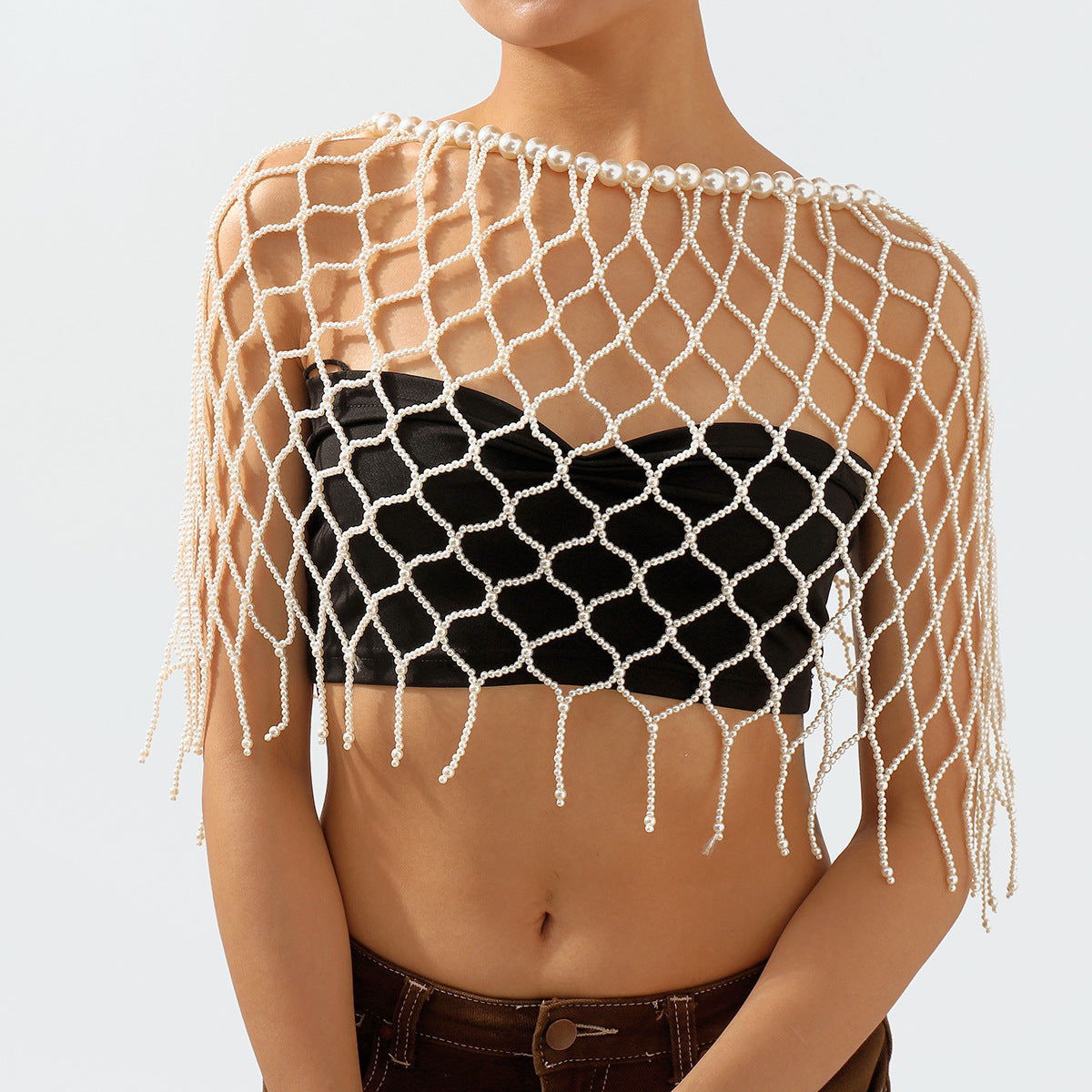 Heavy Industrial Geometric Pearl shawl Body Chain