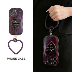 Gradient Dark Purple Heart Phone Case with Lanyard