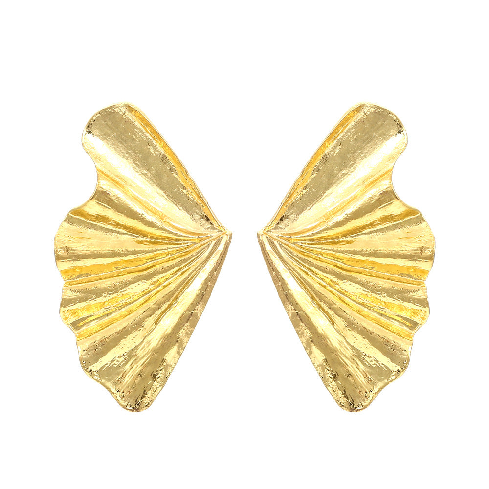 Flaxmaker Vintage Crinkled Metal Leaf Earrings