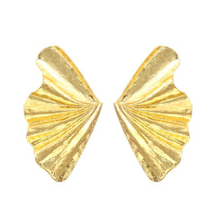 Flaxmaker Vintage Crinkled Metal Leaf Earrings