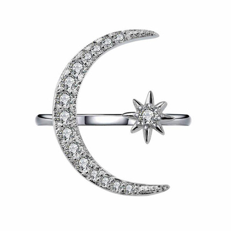 Crescent Star Moon Ring