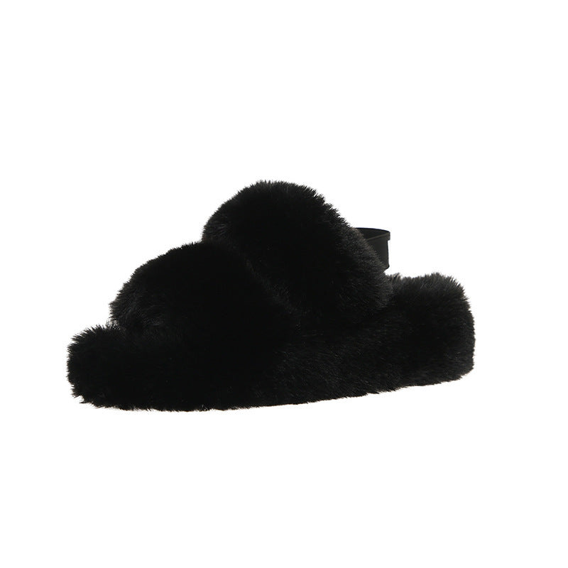 Plush cotton slippers