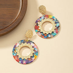 Colorful Acetate Round Earrings