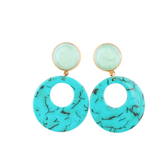 Flaxmaker Green Printed Simple Earrings