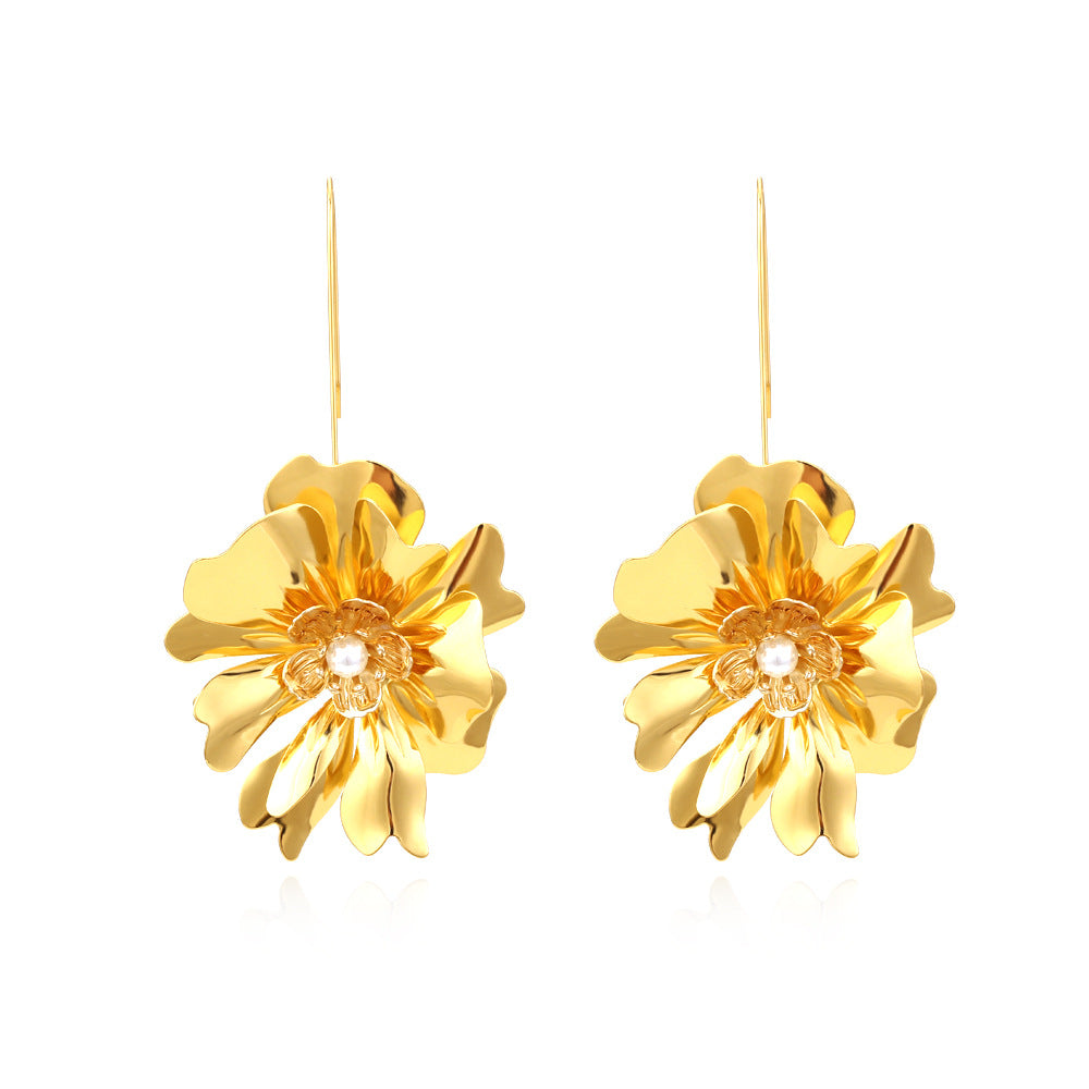 Metal Floral Earrings