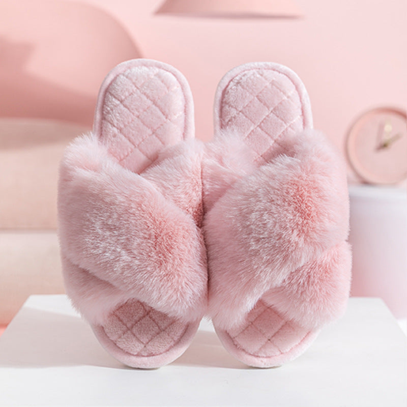 Cross Plush Slippers