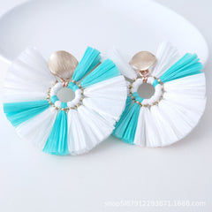 Color-block Raffia Earrings