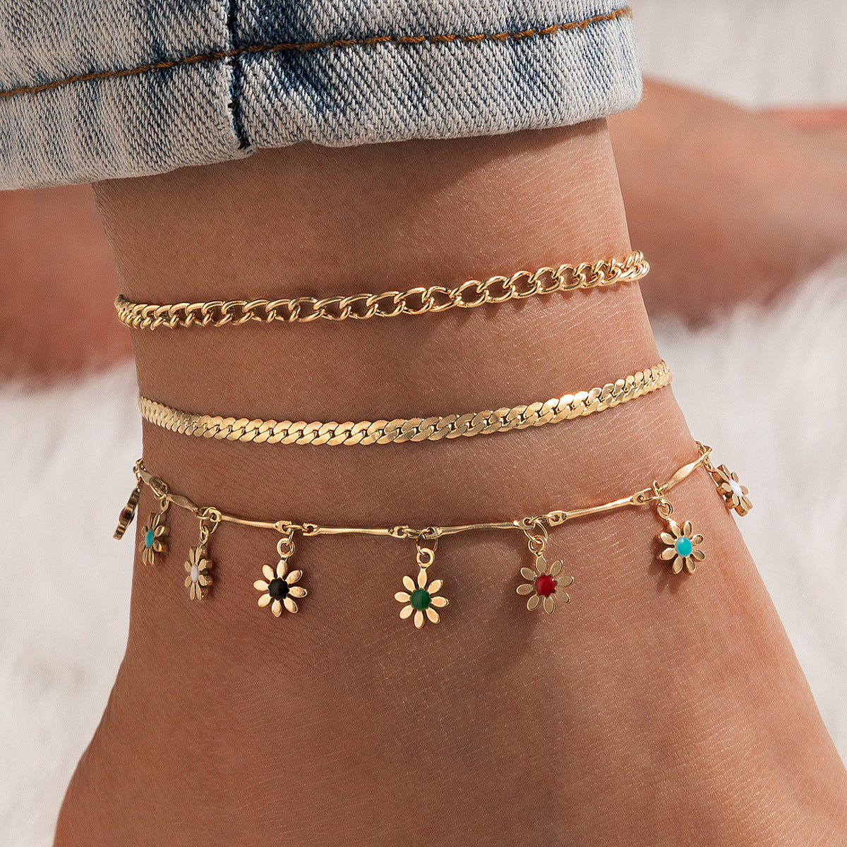 Multi-layer Flower Anklet