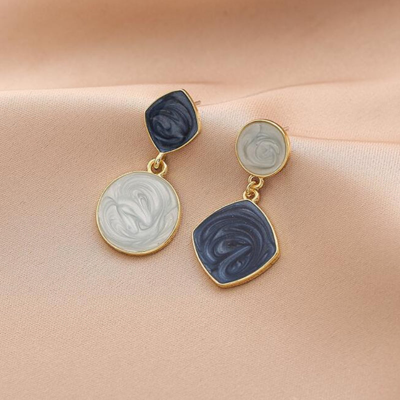 Flaxmaker Contrast Color Geometry Earrings