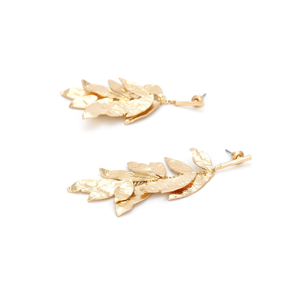 Flaxmaker Asymmetric Leaf Tassel Earrings