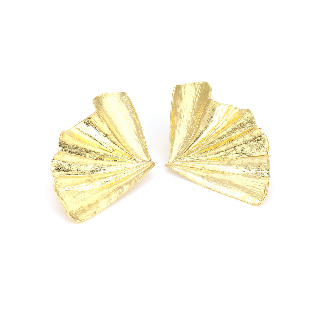 Flaxmaker Vintage Crinkled Metal Leaf Earrings