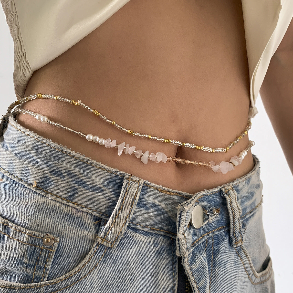 Shell Multilayer Contrast Waist Chain