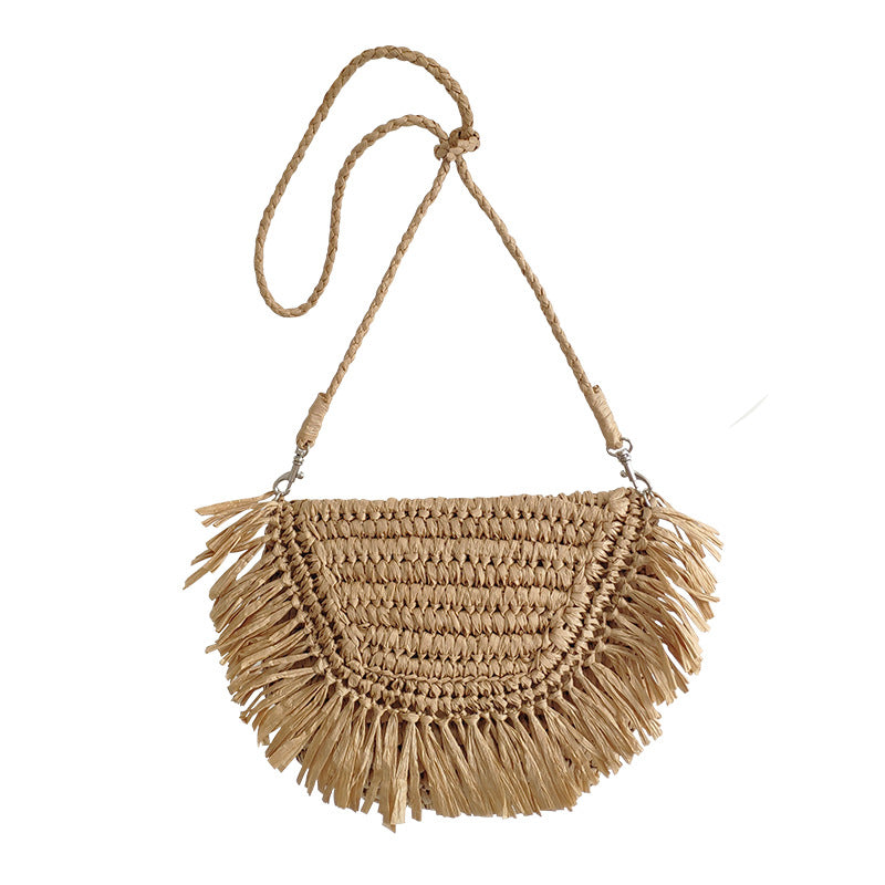 Handmade Crochet Tassel Straw Bag