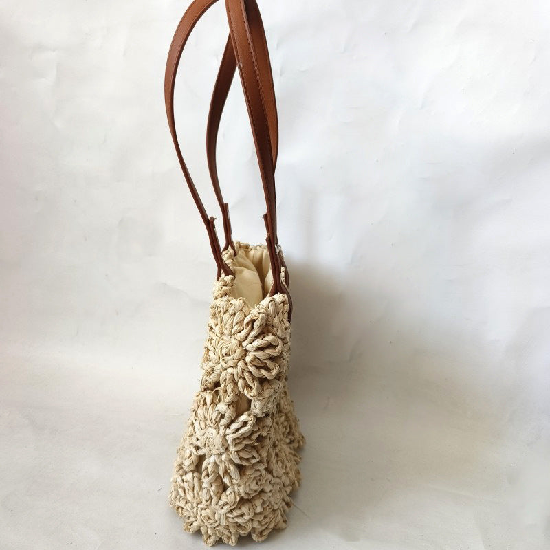 Hollow Flower Crossbody Straw Bag