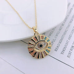 Colorful Zircon Hollow Devil's Eye Necklace