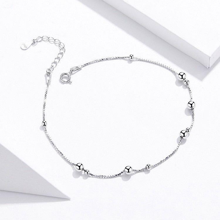 925 Sterling Silver Anklet Round Beads