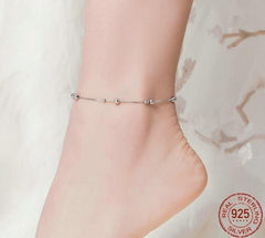 925 Sterling Silver Anklet Round Beads