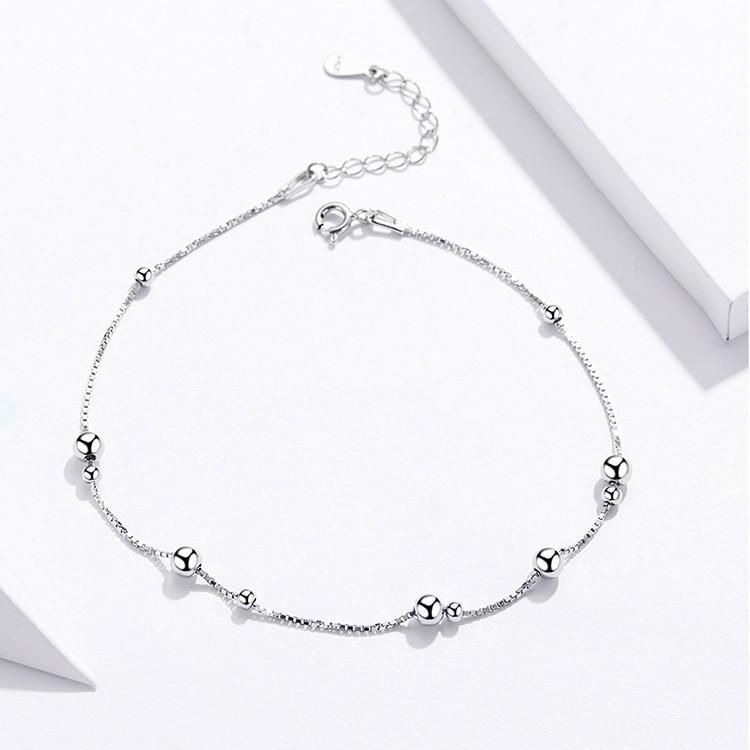 925 Sterling Silver Anklet Round Beads