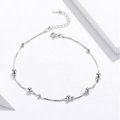 925 Sterling Silver Anklet Round Beads