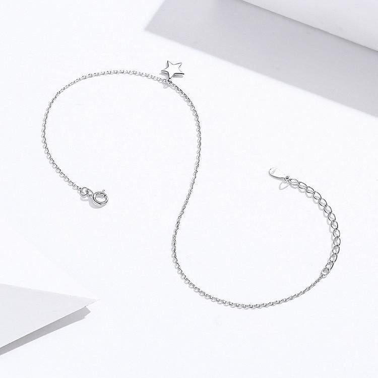 925 Sterling Silver Anklet Single Star