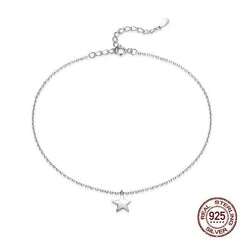 925 Sterling Silver Anklet Single Star