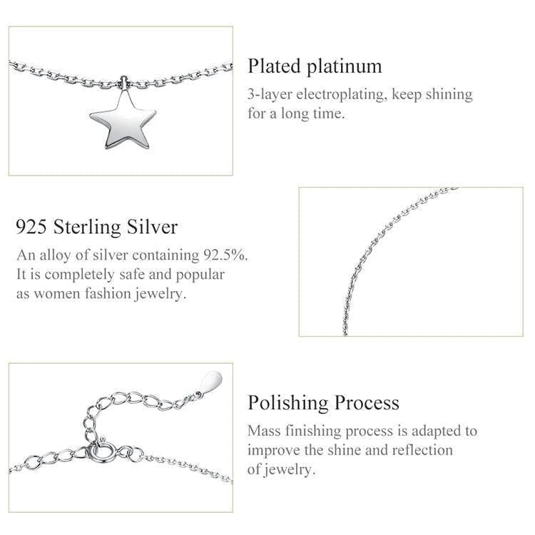 925 Sterling Silver Anklet Single Star