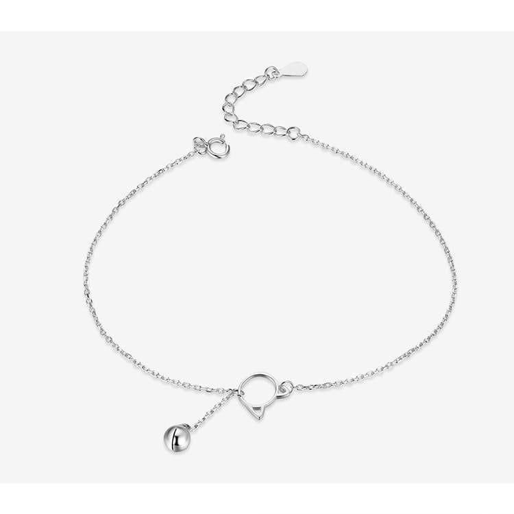 925 Sterling Silver Anklets Ball and Cat