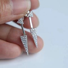 925 Sterling Silver Bling Triangle Earrings