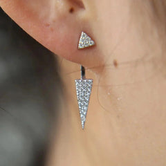 925 Sterling Silver Bling Triangle Earrings