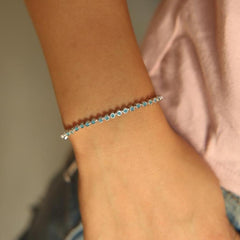 925 Sterling Silver Blue Turquoises Bezel Bracelets