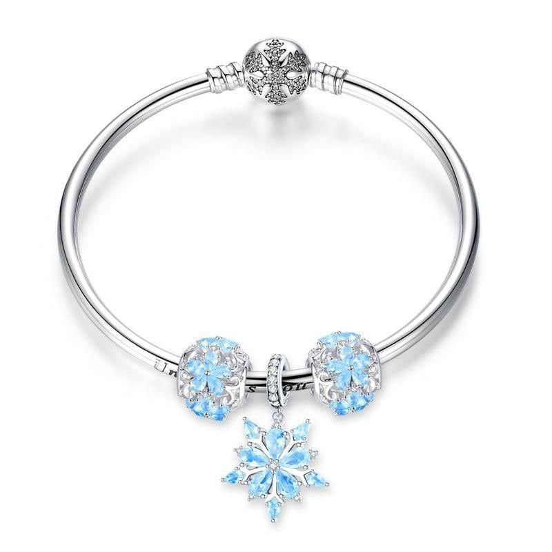 925 Sterling Silver Bracelets Winter Snowflake